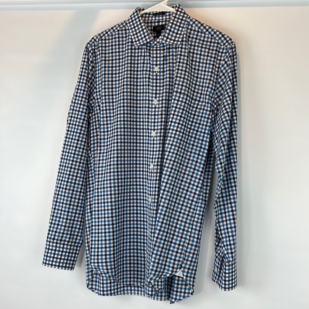 J. Crew Ludwig 120’s 2 Ply Micro Gingham Plaid Button Down Long Sleeve S…